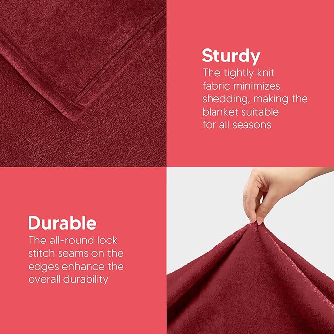 Utopia Bedding Fleece Blanket King Size Burgundy 300GSM Luxury Anti-Static Fuzzy Soft Microfiber Bed Blanket (90x102 Inch)