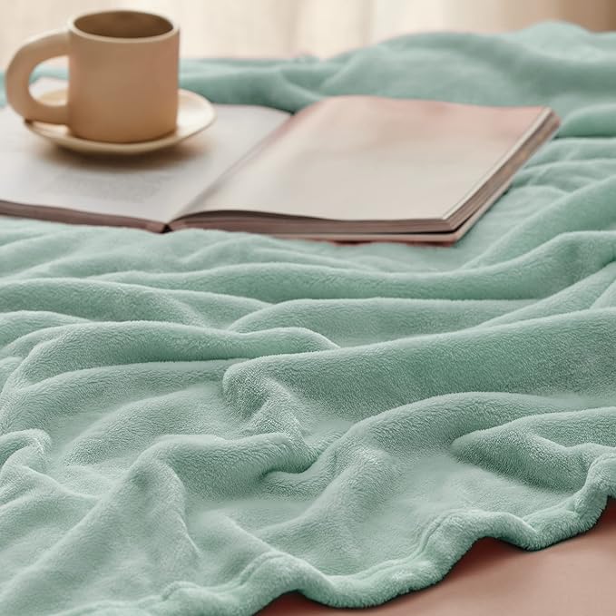 Bedsure Fleece Blanket California King Sage Green - Lightweight Plush Fuzzy Cozy Soft Bed Blankets, 102x96 inches