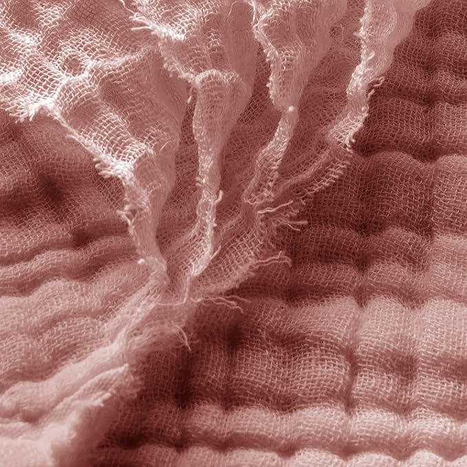 Carriediosa 100% Cotton Muslin Throw Blanket 90" X 90" Queen Size,4-Layers Summer Gauze Throws for Bed Couch,Soft Lightweight Breathable Linen Blankets Bedspread for Adults All Season,Mauve