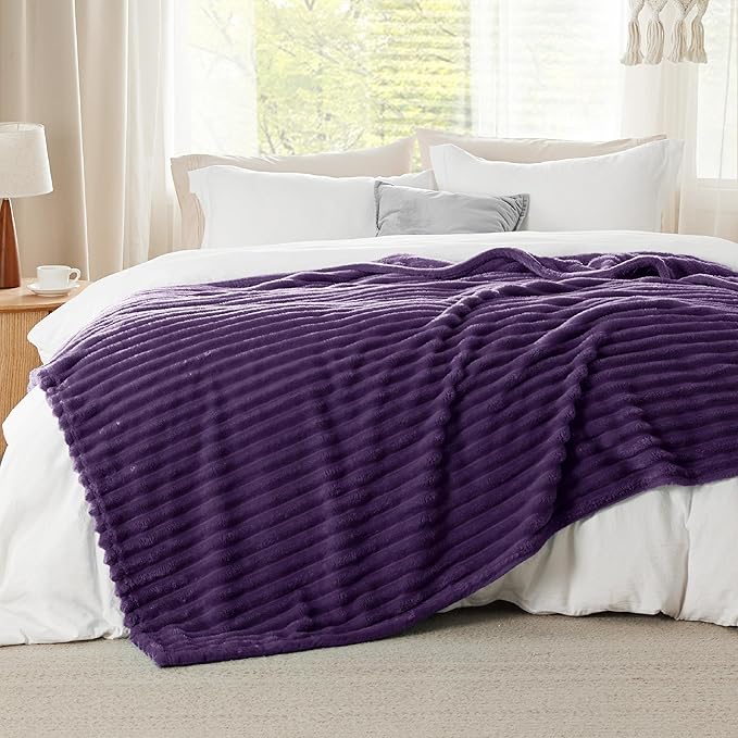 Bedsure Purple California King Size Blanket for Couch - GentleSoft Cozy Soft Blankets for Women, Cute Small Fleece Throws for Girls, Birthday Gifts for Women, 102x96 Inches
