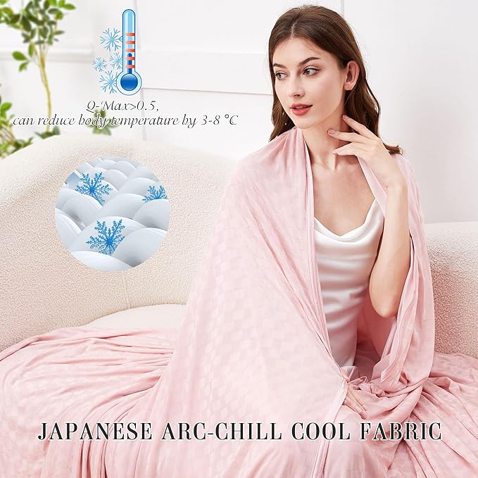 AmyHomie Cooling Blanket,90"x90"Queen Size,Summer Blankets with Double Sided Cold Effect, Arc-Chill Q-Max>0.5 Cool Fiber, Breathable Lightweight Blankets for Hot Sleepers Night Sweats
