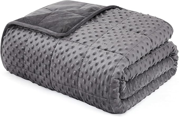 L'AGRATY Weighted Blanket for Adult - 48"x72" 20lbs Minky Dots Heavy Blanket with Glass Beads: Soft Breathable for All-Season Summer Fall Winter Thick Comfort for Sleeping