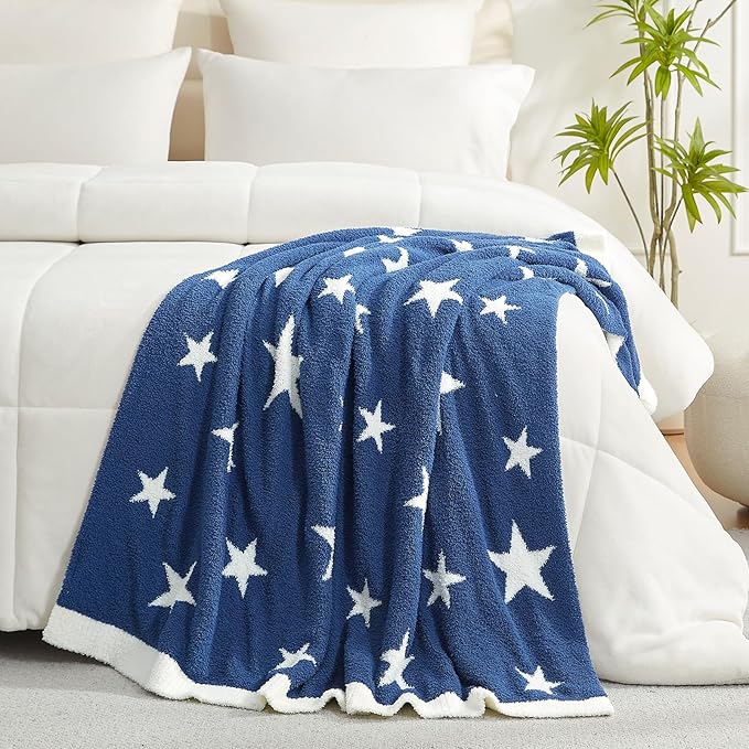 Snuggle Sac American Star Patriotic Throw Blanket Blue, Ultra Soft Cozy Throw Blanket for Couch,Sofa, Bed, Living Room, Blue,50x60 inches
