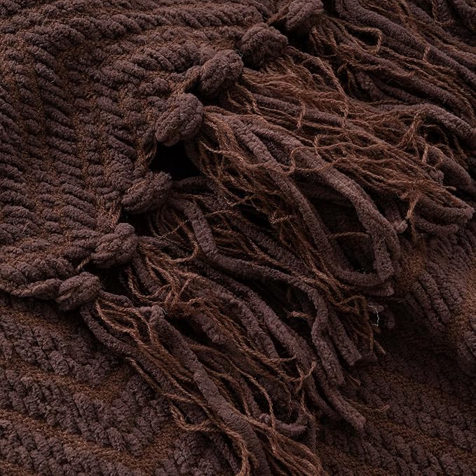 BATTILO HOME Dark Brown Throw Blanket for Couch, Super Soft Cozy Warm Chocolate Throw for Twin Bed, Living Room Chair Bed Sofa Home Decor, 60" x 80"
