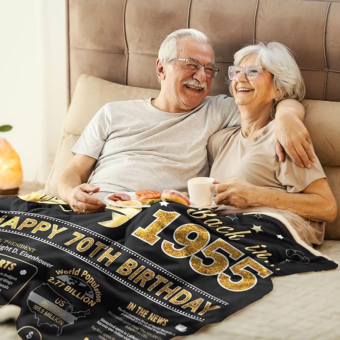 70th Birthday Gifts for Women Or Men - 70th Birthday Gifts Throw Blanket 60 x 50 Inch - 70th Birthday Gift Ideas - Best Gifts for 70 Year Old Woman - 1952 Birthday Gifts for Women