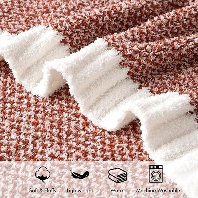 MIULEE Rust Super Soft Throw Blanket for Bed, Twin Size Cozy Fluffy Warm Blankets Knit Blankets for Couch, Sofa, Chair, Living Room, Camping, Picnic, 60 x 80 inch