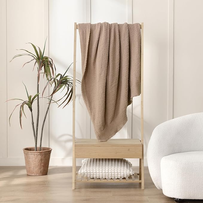 JOOJA Knit Throw Blanket Super Soft Warm Blanket for Couch Lightweight Fluffy Blanket for Bed Sofa 60x80 Inches Dusty Rose