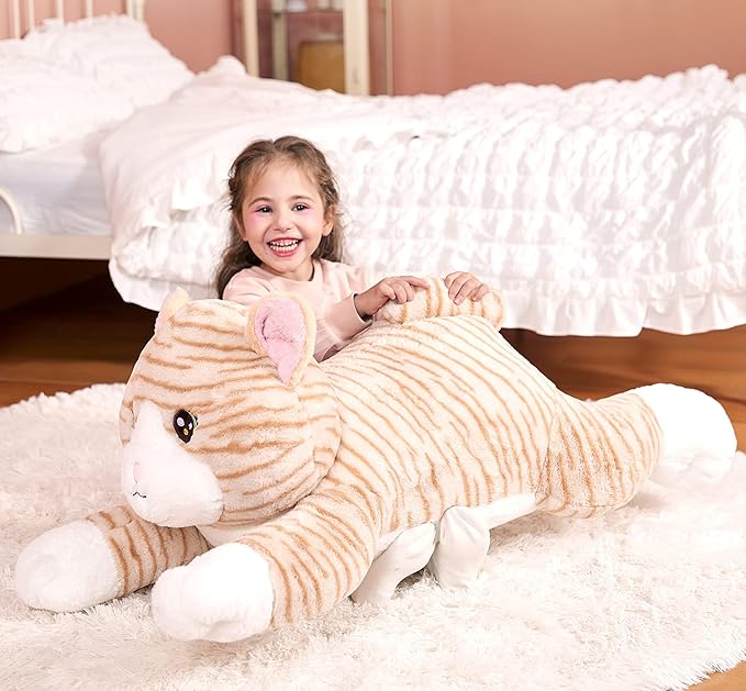 IKASA Large Cat Stuffed Animal Plush Toy,Giant Kitten Cute Jumbo Soft Toys,Huge Big Size Plushy Gigantic Plushie,Gifts for Kid Girl (30 inches, Orange)