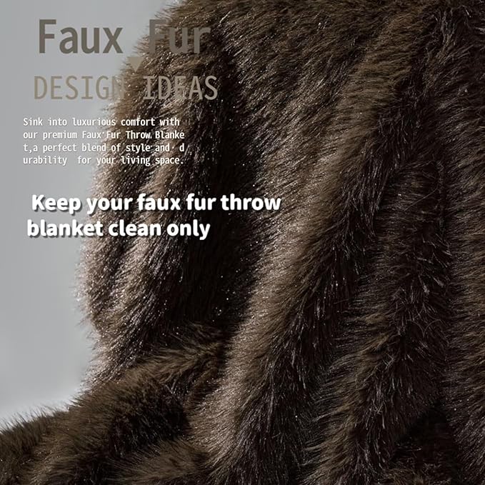 Luxury Fluffy Faux Fur Throw Blanket,Thick Fluffy Fuzzy Cozy Blanket,Plush Blankets for Couch, Sofa, Chair, Bed-Brown,60x80
