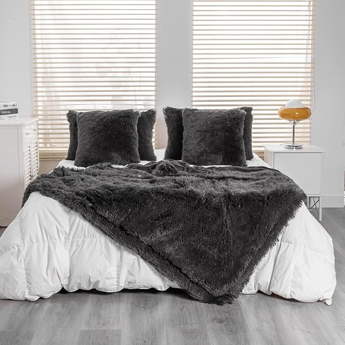 YUSOKI Twin Size Faux Fur Throw Blanket(Morel,60" x 80"),Whithout Pillows,Winter Lightweight Plush Fuzzy Soft Cozy Microfiber Comfy Bed Blanket for Women Kids Girls Couch Sofa Washable