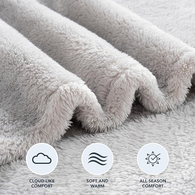 Berkshire Blanket Classic Extra-Fluffy™ Plush Blanket King Size, Soft Fuzzy Fluffy Long Hair Blanket for Couch Sofa Bed, Microchip, 90x108 Inches