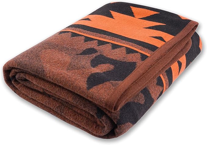 ACUSHLA Merino Wool Blanket - Soft Warm Thick Washable Large Bed Couch Camping Outdoor Travel Throw Blanket All Seasons, Flame Brown 79X63
