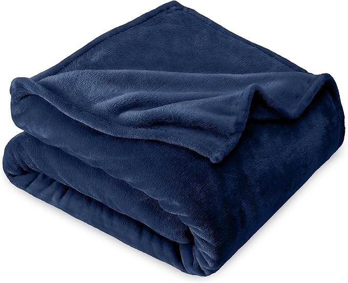 Bare Home Fleece Blanket - Throw XL - Dark Blue - Lightweight Blanket for Bed, Sofa, Couch, Camping, Gifts, and Travel - Microplush - Ultra Soft Warm Fleece (Throw XL, Dark Blue)