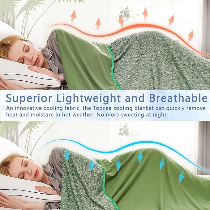 TOPCEE Cooling Blanket(60"x90" Twin Size) for Night Sweats, Absorbs Heat to Keep Adults, Children Cool on Warm Nights