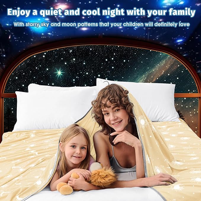 inhand Cooling Blanket Queen Size (90"x90") - Cooled Blankets for Hot Sleepers Lightweight Breathable Summer Blanket for Sleeping Night Sweats to Keep Cool in The Heat -Beige
