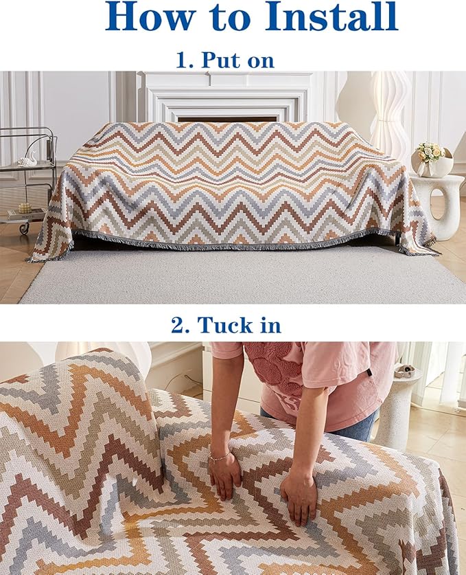 AIVIA Couch Cover Sheet Blanket, Oversized Covers for 3-4 Cushion Sofa, Extra Large RV Furniture Decoration Throws Recliner Slipcovers, L-Shape U-Shaped Sectional Protector for Cats Dogs Washable