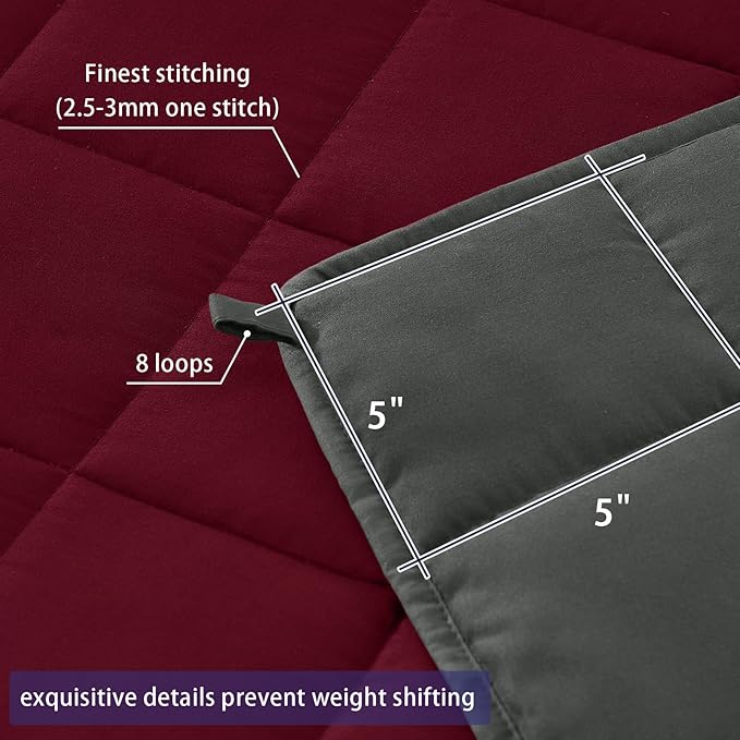 King Size Weighted Blanket for Adults (30 lbs, 80” x 87”, Red Grey) Cooling Heavy Blanket for Sleeping Perfect for 190-210 lbs, Breathable Blanket for Adults & Couple All Season, Machine Washable
