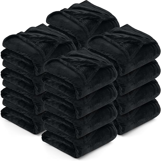 Utopia Bedding Black 300GSM Fleece Blanket (Throw Size - 50x60 Inch) Luxury Soft Bed Blanket (Bulk Pack of 16)