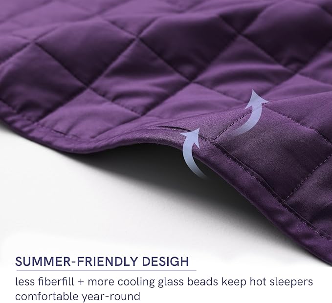 YnM Weighted Blanket, Soothing Cotton, Smallest Compartments with Glass Beads, Bed Blanket for Two Persons of 240~390lbs, Ideal for Queen or King Bed (88x104 Inches, 40 Pounds, Fuchsia Purple)