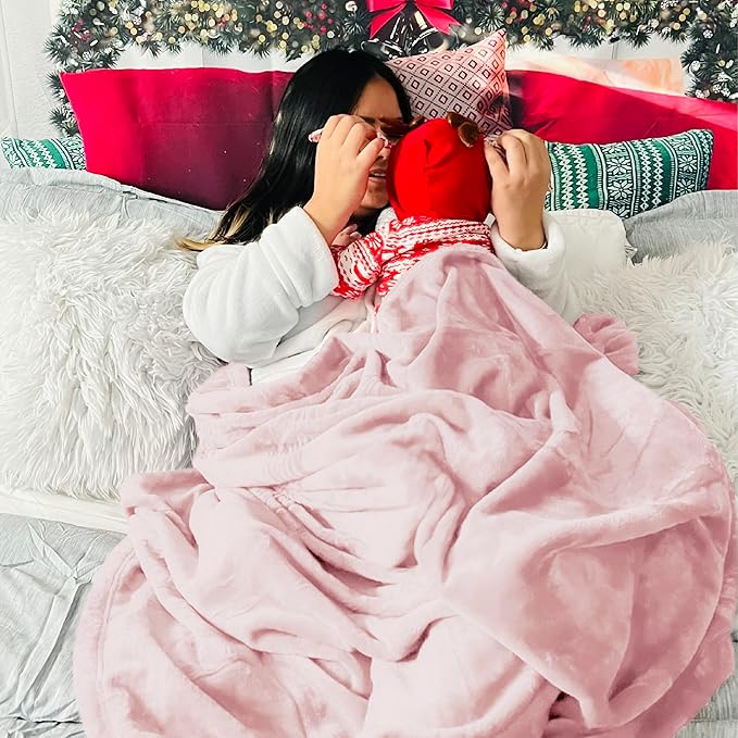Bedsure Fleece Blanket Twin Size Pink - 300GSM Lightweight Plush Fuzzy Cozy Soft Valentines Blanket for Bed, Sofa, Couch, Travel, Camping, 60x80 inches