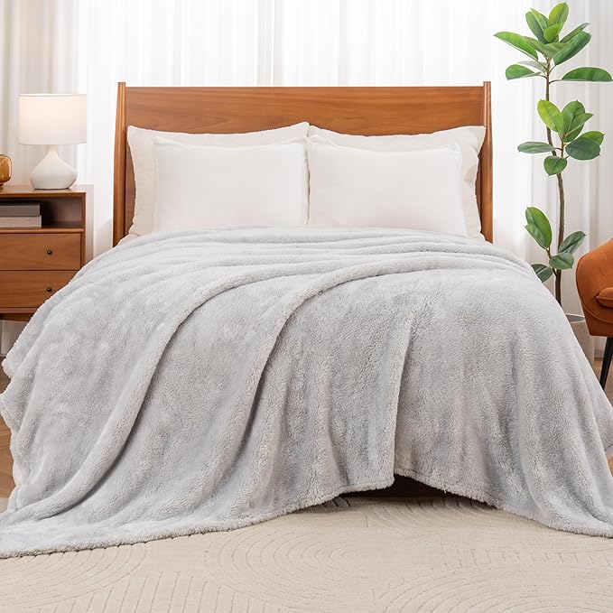 Berkshire Blanket Classic Extra-Fluffy™ Plush Blanket King Size, Soft Fuzzy Fluffy Long Hair Blanket for Couch Sofa Bed, Microchip, 90x108 Inches