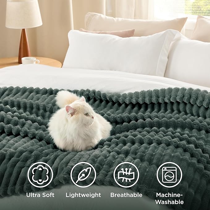 Bedsure Mallard Green Fleece Blanket for Couch - GentleSoft Cozy Soft Blankets for Women, Cute Small Throws for Girls, 60x80 Inches