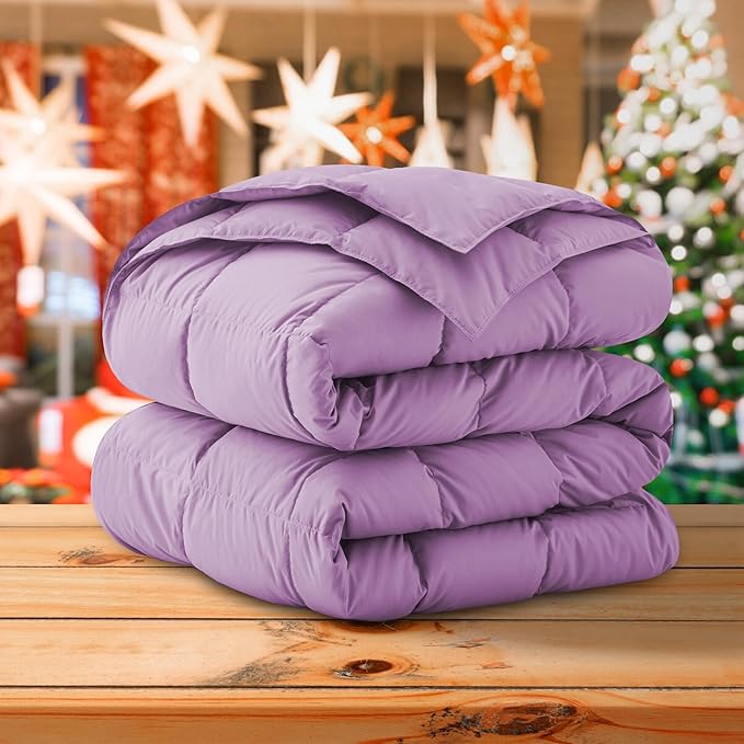 Soft Lightweight Down Blanket for Bed Sofa Couch Indoor and Outdoor Use, Warm and Fluffy Throw Blanket, Light Purple, King Size (108"X88")