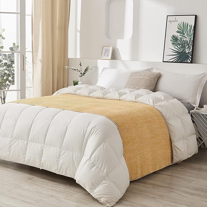 Longhui bedding Gold Knitted Throw Blanket for Couch, Soft, Cozy Machine Washable 100% Cotton Sofa Blanket, Heavy 2.5lb Weight, Laundry Bag Included, Mustard Yellow and White