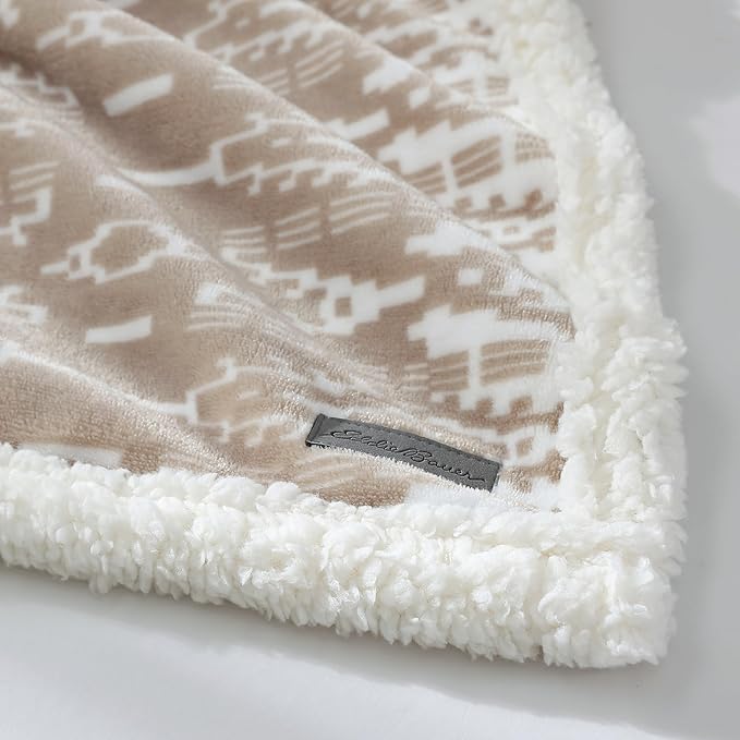 Eddie Bauer - Throw Blanket, Reversible Sherpa Fleece Bedding, Home Decor for All Seasons (San Juan Oyster, Throw)