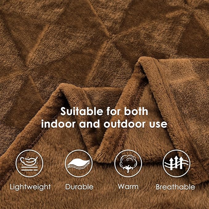 SOCHOW Triangle Textured Flannel Fleece Throw Blanket, Super Soft Lightweight Cozy Warm Plush Blanket for Bed Couch Sofa, 50 x 60 Inches, Nutshell Brown