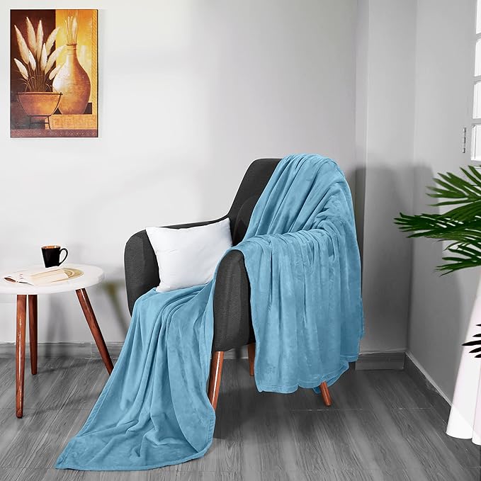 Utopia Bedding Fleece Blanket King Size Washed Blue 300GSM Luxury Fuzzy Soft Anti-Static Microfiber Bed Blanket (90x102 Inch)