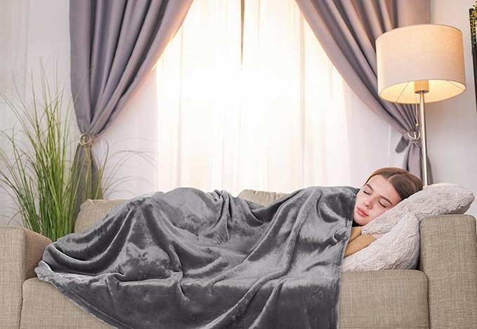 Utopia Bedding Fleece Blanket California King Size Grey 300GSM Luxury Fuzzy Soft Anti-Static Microfiber Bed Blanket (102x96 Inch)