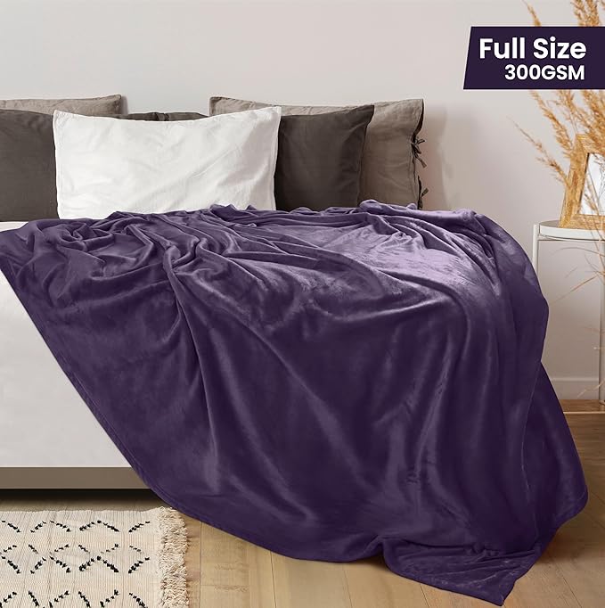Utopia Bedding Fleece Blanket Full Size Purple 300GSM Luxury Fuzzy Soft Anti-Static Microfiber Bed Blanket (90x84 Inch)