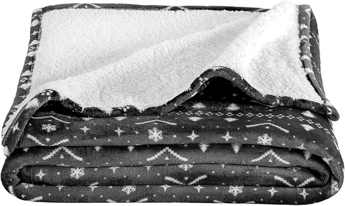 Bare Home Sherpa Fleece Blanket - Twin/Twin Extra Long - Blanket for Bed, Sofa, and Couch - Warm & Lightweight - Fluffy & Soft - Reversible (Twin/Twin XL, Winter Alpine)