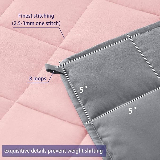 yescool Weighted Blanket for Adults (20 lbs, 88” x 104”, Pink Grey) Cooling Heavy Blanket for Sleeping Perfect for 190-210 lbs, Queen Size Breathable Blanket with Premium Glass Bead, Machine Washable