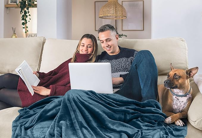 Utopia Bedding Fleece Blanket King Size Stone Blue 300GSM Luxury Fuzzy Soft Anti-Static Microfiber Bed Blanket (90x102 Inch)