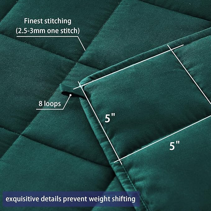 yescool Weighted Blanket for Adults (12 lbs, 60" x 80", Dark Green) Cooling Heavy Blanket for Sleeping Perfect for 110-130 lbs, Queen Size Breathable Blanket with Premium Glass Bead, Machine Washable