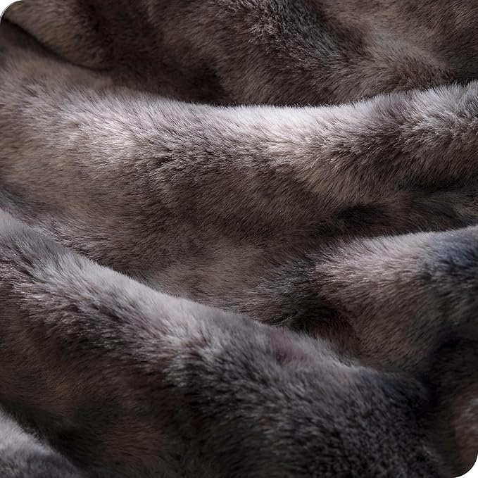 Bare Home Faux Fur Blanket - Ultra-Soft Luxurious - Cozy Warm Blanket for Couch, Sofa, Chair, Bed - Fuzzy Fluffy Super Soft - Decorative Bed Blanket, 60x47 inches (Throw, Grey Tie Dye)