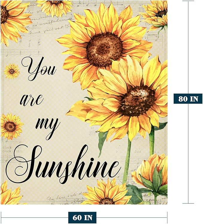 Neatee Living Sunflower Decorative Throw Blanket Twin Size Spring Summer Floral Blanket for Couch Sofa Bed Soft Cozy Fleece Blankets Yellow Flower Home Decoration Blanket Gift for Women 60x80