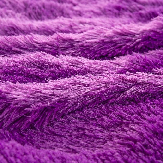 YUSOKI Purple Faux Fur Throw Blanket,2 Layers,50" x 60" Cozy Plush Fluffy Blanket Furry Fuzzy Warm Cute Shaggy Blanket for Fall Bed Living Room Décor Baby Women Pet