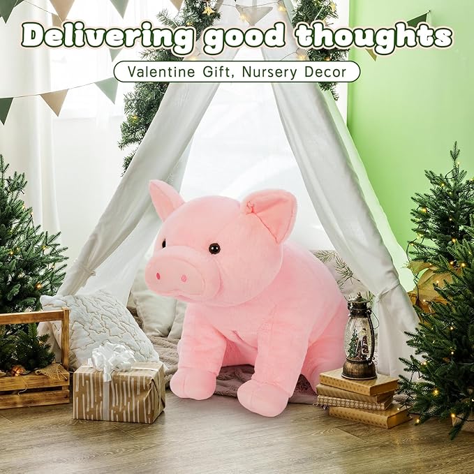 Giant Pink Pig Plush 30inches - Large Farm Stuffed Animal, Ultra Soft Big Pig Toy, Cute Hugging Pillow for Kids & Adults, Valentine Gift, Nursery Decor