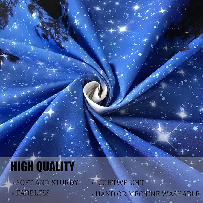 TUGCAY Forest Galaxy Starry Tapestry Blue Space Night Sky Stars Moon Ceiling Tapestry Nature Trees Tapestries Aesthetic Wall Hanging for Bedroom Dorm Living Room Office Decor 60x50 Inch