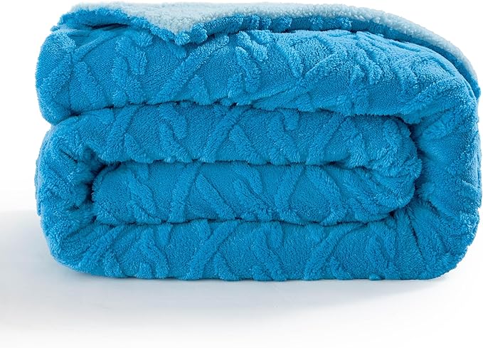 Bedsure Sherpa King Size Blanket for Bed- Fleece Soft Cozy Fuzzy Cable Blankets for Women, Thick Warm for Winter and All Seasons, Horizon Blue 108x90 Inches