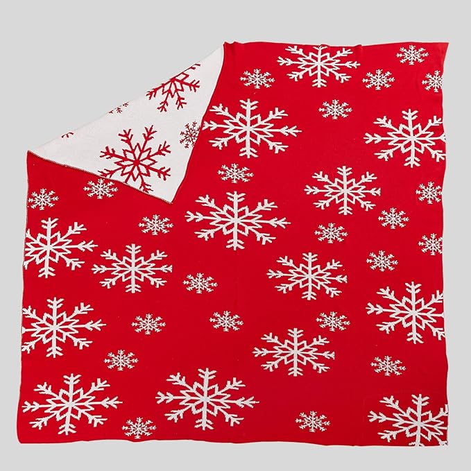 NTBAY 100% Cotton Cable Knit Throw Blanket for Couch (51"x 67"), Super Soft Warm Knitted Throw Blanket for Bed, Sofa, Chair - Extra Cozy, Machine Washable, Comfortable Home Decor, Red and White