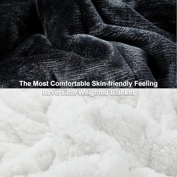 Alomidds Weighted Blanket Twin 20 Pounds, Adult Weighted Blankets with Soft Plush Flannel Fleece & Cozy Warm Sherpa for Sofa Bed, Microfiber Heavy Blanket Great for Calming, 48 x 72inches,Dark Grey