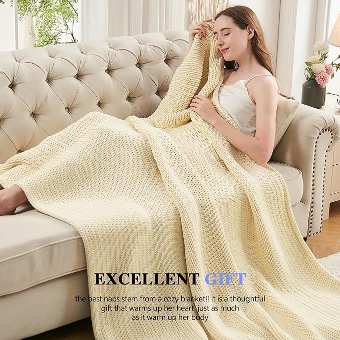 L'AGRATY Knitted Weighted Blanket - 48"x72" 15lbs Cooling Chunky Knit Heavy Blanket for Adults Braided Crochet Throw Thick Cable Yarn Knit Decorative No Beads Evenly Weighted Machine Washable