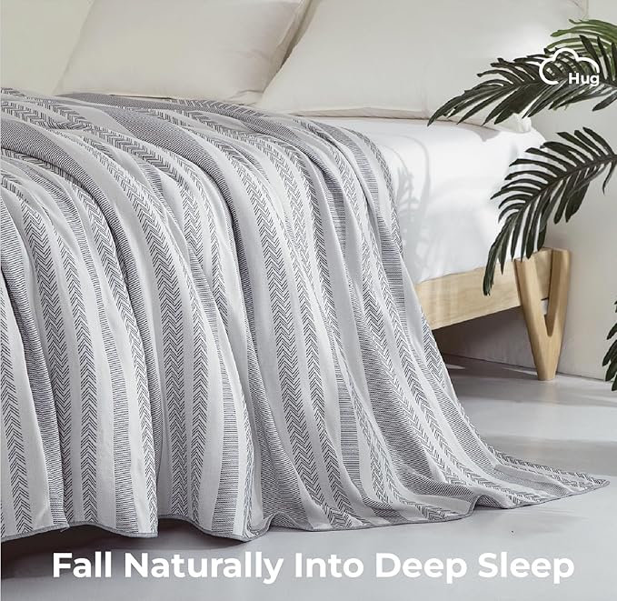 King Size Blanket for Bed-50% Rayon Derived from Bamboo & 50% Cotton Breathable Cooling Blanket for Hot Sleepers,Lightweight and Soft for Summer,Navy,104x90 inches