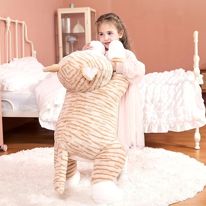 IKASA Large Cat Stuffed Animal Plush Toy,Giant Kitten Cute Jumbo Soft Toys,Huge Big Size Plushy Gigantic Plushie,Gifts for Kid Girl (30 inches, Orange)
