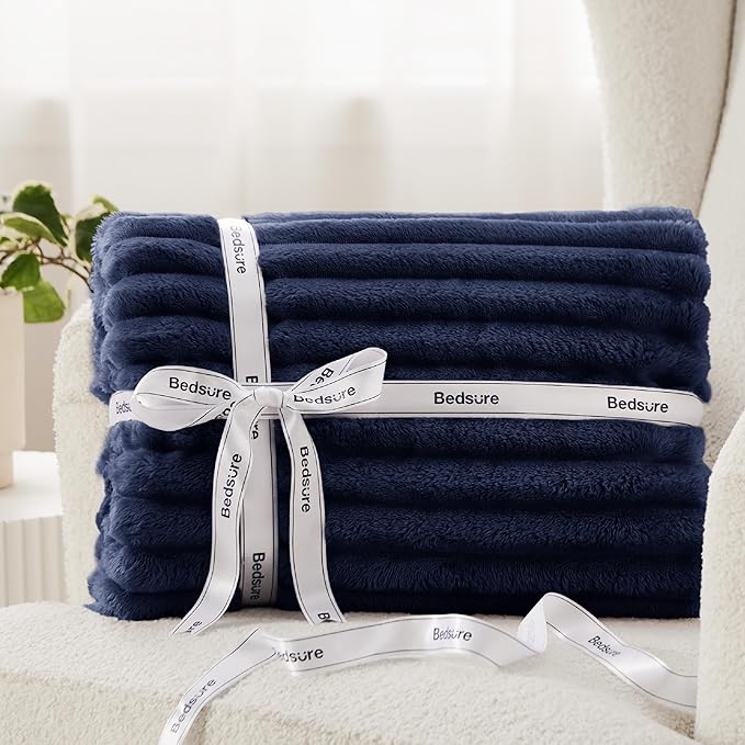 Bedsure Blue Fleece Blanket for Couch - GentleSoft Cozy Soft Blankets for Women, Cute Small Throws for Girls, 50x70 Inches
