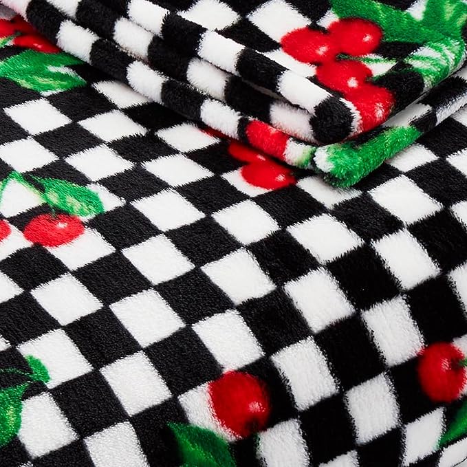Betsey Johnson - Throw, Ultra-Soft Plush Blanket, Use for Couch, Bed, or Lounges, Dorm Essentials (Cherry Checker Red, 50" x 70")